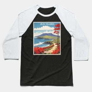 Jeju Island South Korea Travel Tourism Retro Vintage Baseball T-Shirt